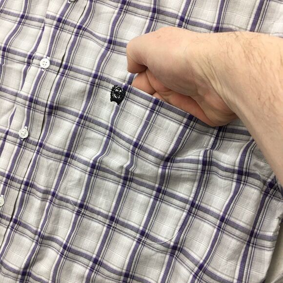 CINCH Shirt Mens XL Violet Gray Plaid Western Long Sleeve Flip Cuff Cowboy - Picture 4 of 16